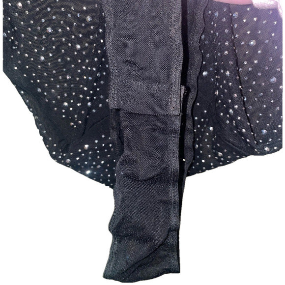 Black Rhinestone Sheer Bodysuit Women's Small Rave Festival - Picture 8 of 9